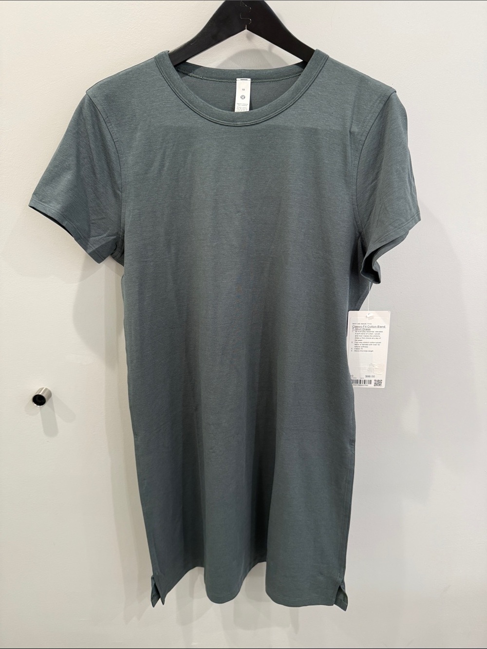Lululemon‎ Cotton Blend T-Shirt Dress Dark Forest green Size 10 NWT